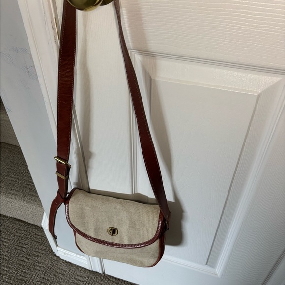 RARE Vintage Roots Stephy’s Bag Linen with leather trim - Picture 4 of 10